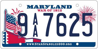 MD license plate 9AA7625
