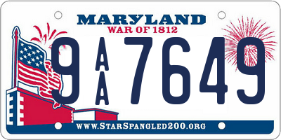 MD license plate 9AA7649