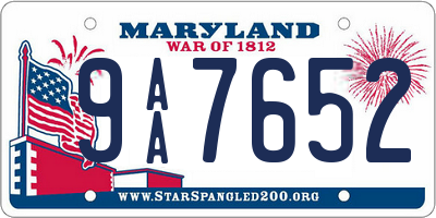 MD license plate 9AA7652