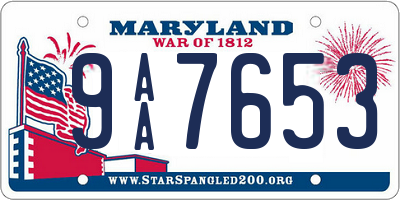 MD license plate 9AA7653