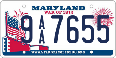 MD license plate 9AA7655
