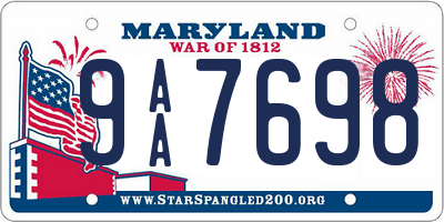 MD license plate 9AA7698