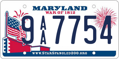 MD license plate 9AA7754