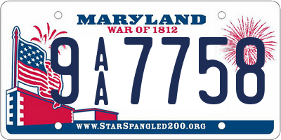 MD license plate 9AA7758