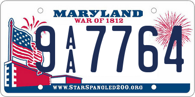 MD license plate 9AA7764