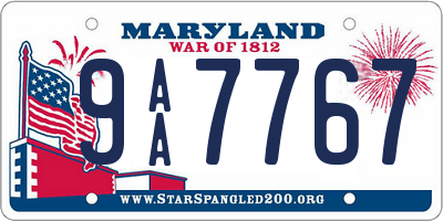 MD license plate 9AA7767