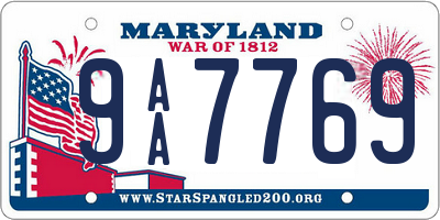 MD license plate 9AA7769