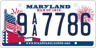 MD license plate 9AA7786