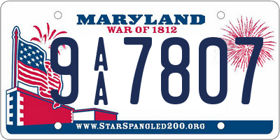 MD license plate 9AA7807