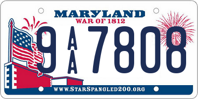 MD license plate 9AA7808