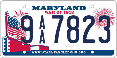 MD license plate 9AA7823