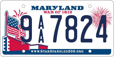 MD license plate 9AA7824