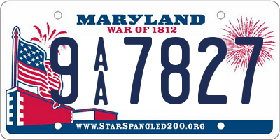 MD license plate 9AA7827
