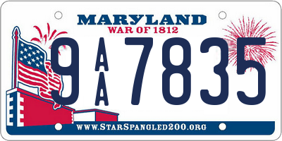 MD license plate 9AA7835