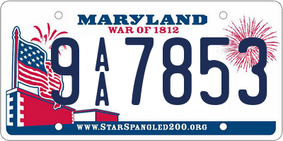 MD license plate 9AA7853