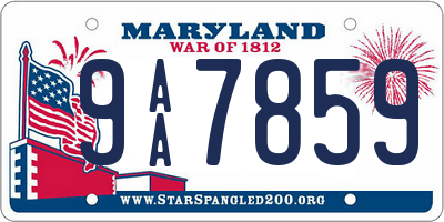 MD license plate 9AA7859