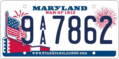 MD license plate 9AA7862