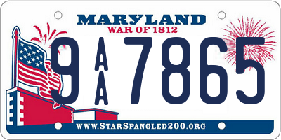 MD license plate 9AA7865