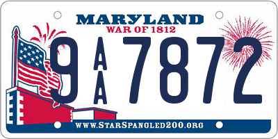 MD license plate 9AA7872