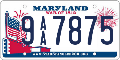 MD license plate 9AA7875