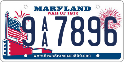 MD license plate 9AA7896