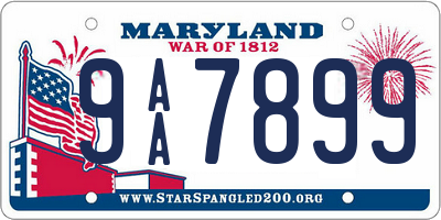 MD license plate 9AA7899