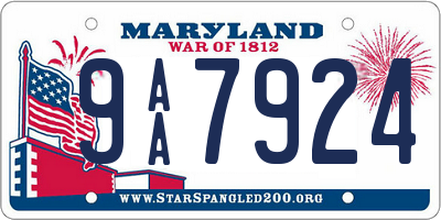 MD license plate 9AA7924