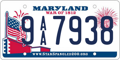 MD license plate 9AA7938