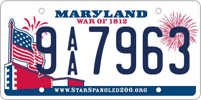 MD license plate 9AA7963