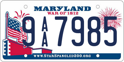 MD license plate 9AA7985