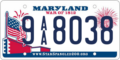 MD license plate 9AA8038