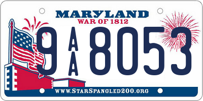 MD license plate 9AA8053