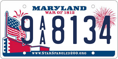 MD license plate 9AA8134