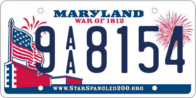 MD license plate 9AA8154