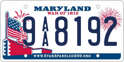 MD license plate 9AA8192