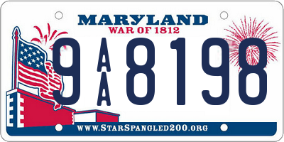 MD license plate 9AA8198