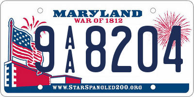 MD license plate 9AA8204