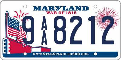 MD license plate 9AA8212