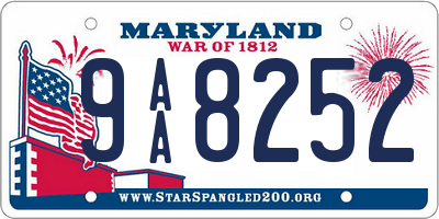 MD license plate 9AA8252