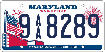 MD license plate 9AA8289