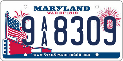MD license plate 9AA8309