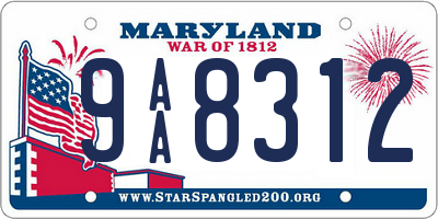 MD license plate 9AA8312