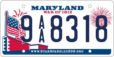 MD license plate 9AA8318