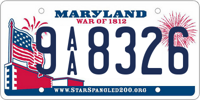 MD license plate 9AA8326