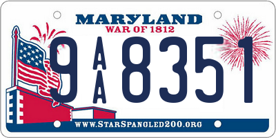 MD license plate 9AA8351
