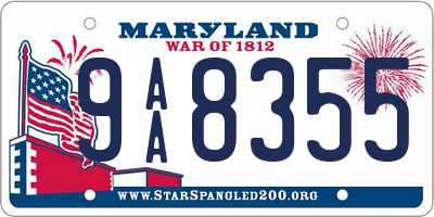 MD license plate 9AA8355