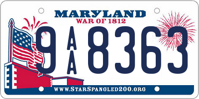 MD license plate 9AA8363