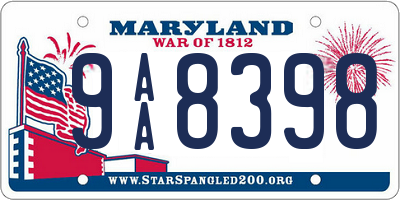 MD license plate 9AA8398