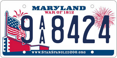 MD license plate 9AA8424
