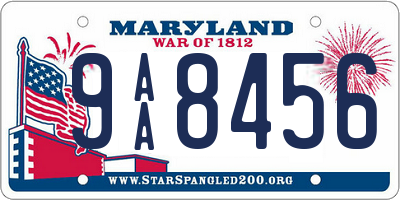 MD license plate 9AA8456